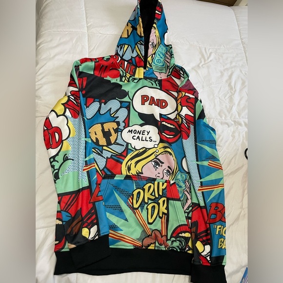 Pop art/comics face cover hoodie-NWT - Picture 2 of 7